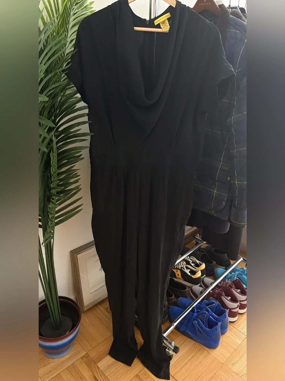 Catherine Malandrino Black 95% Silk Cowl Neck Jumpsuit - Size 14